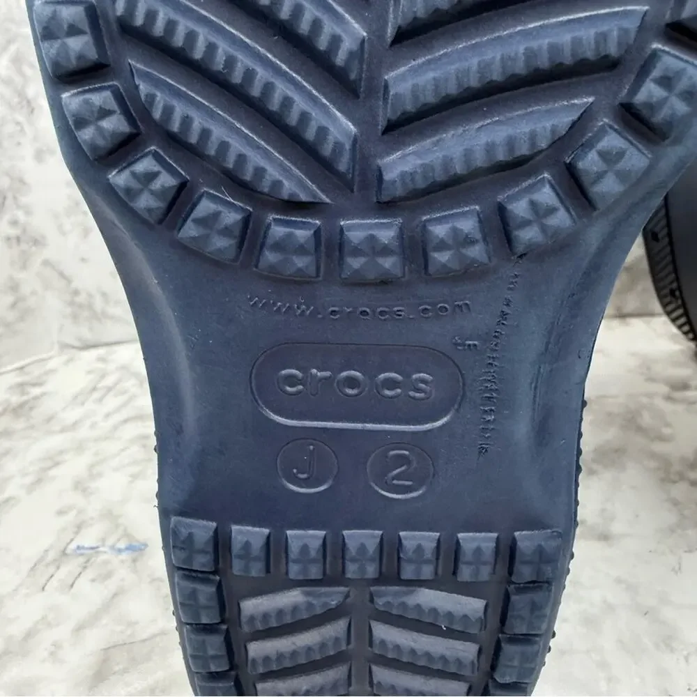 CROCS Classic Unisex Rain Outdoor Rubber Ankle Boots Navy Blue Kids Sz J2